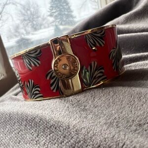 Ann Taylor Red and Gold Enamel Cuff Bracelet.